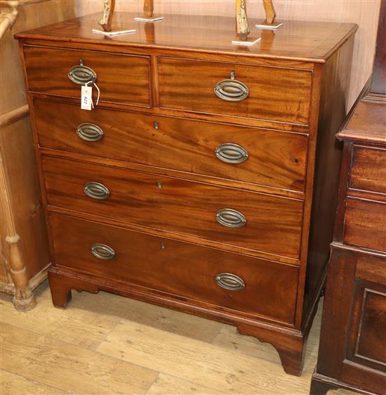A mahogany and crossbanded five-drawer chest of drawers W.96cm